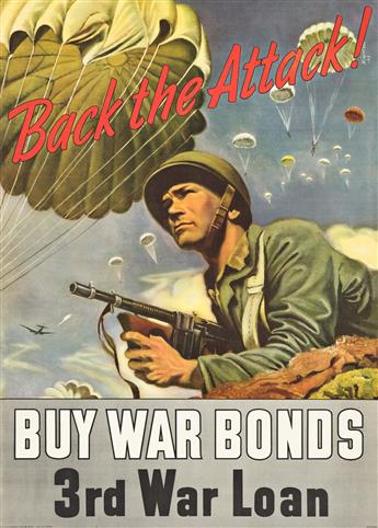 VARIOUS ARTISTS.  [WORLD WAR II / BUY BONDS]. Group of 18 posters. 1942-1945. Sizes vary.